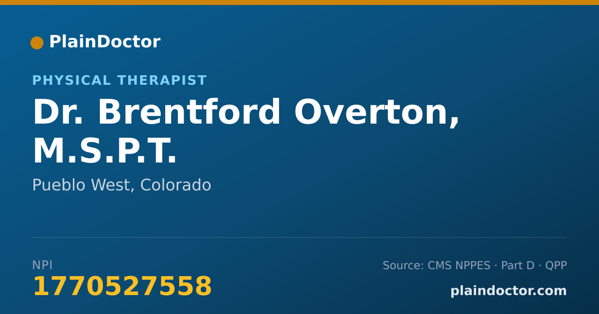 Shareable card for Brentford Overton, M.S.P.T. - Physical Therapist, Pueblo West, CO