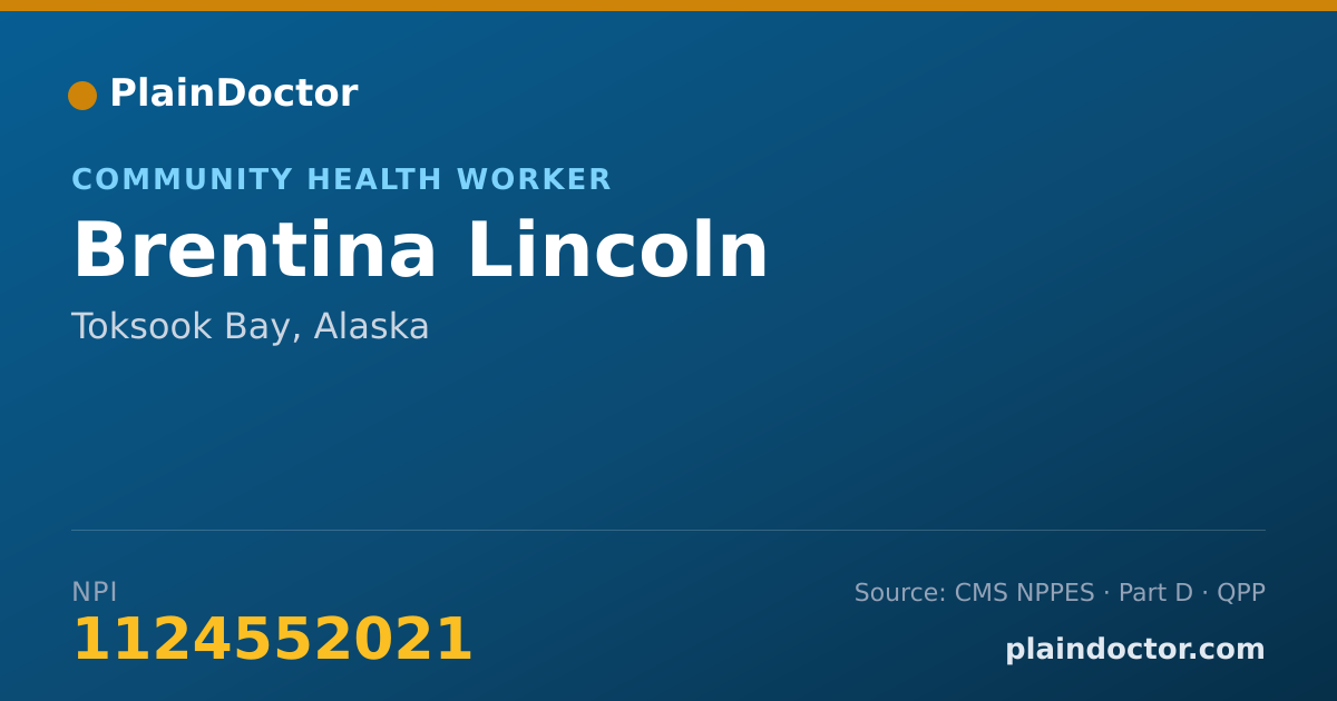 Shareable card for Brentina Lincoln - Community Health Worker, Toksook Bay, AK