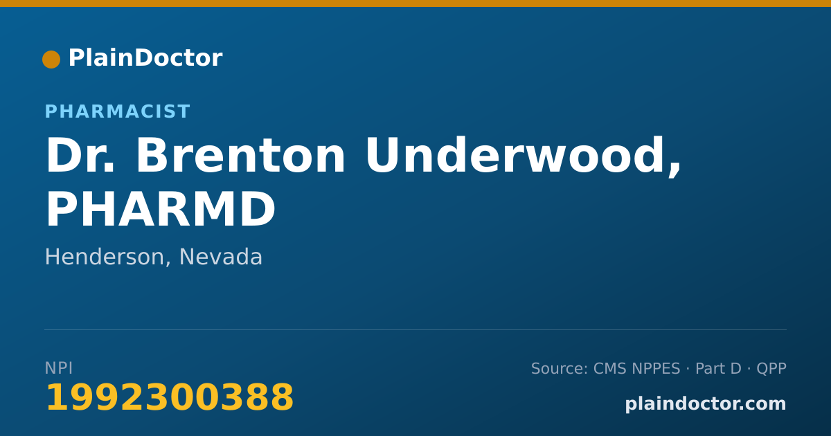 Shareable card for Brenton Underwood, PHARMD - Pharmacist, Henderson, NV