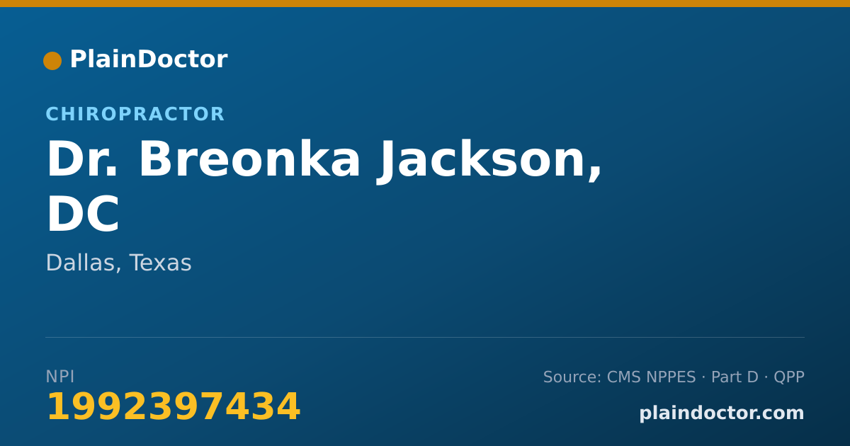 Shareable card for Breonka Jackson, DC - Chiropractor, Dallas, TX