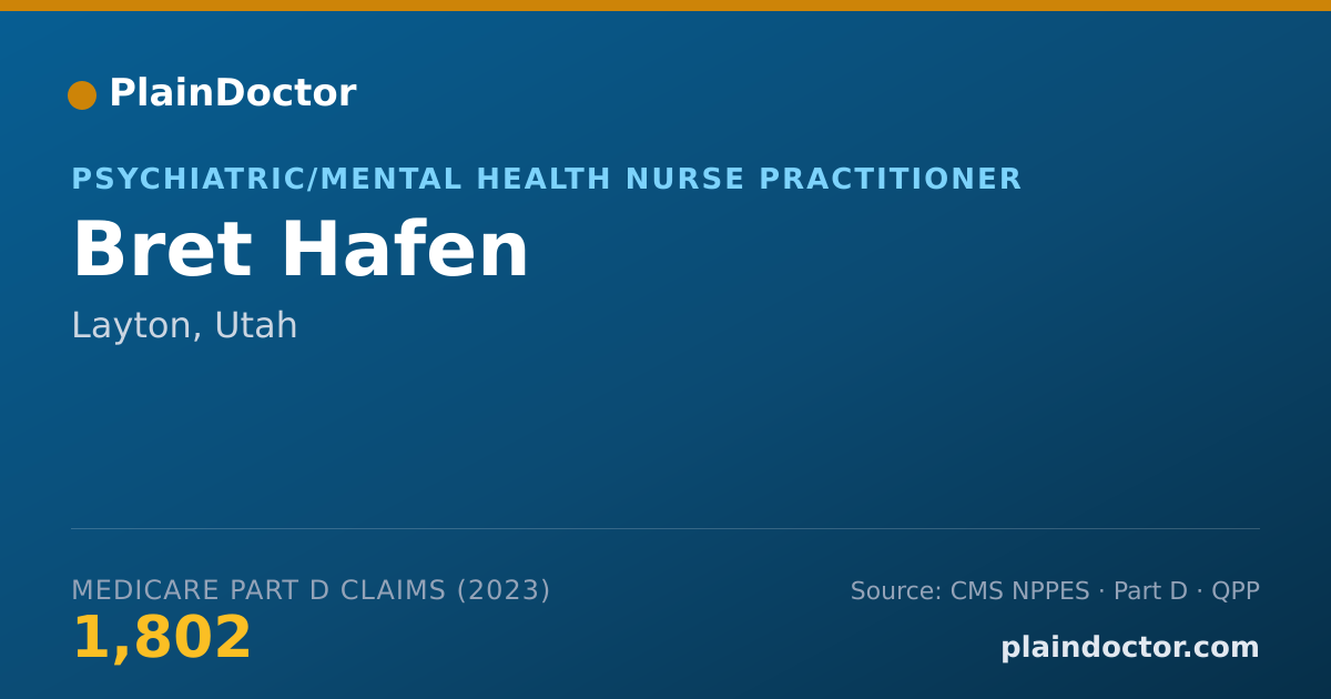 Shareable card for Bret Hafen - Psychiatric/Mental Health Nurse Practitioner, Layton, UT