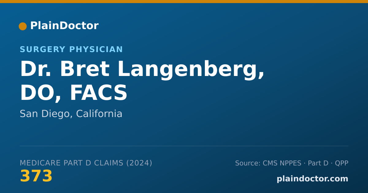Shareable card for Bret Langenberg, DO, FACS - Surgery Physician, San Diego, CA