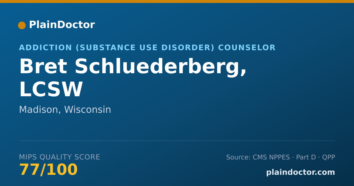 Shareable card for Bret Schluederberg, LCSW - Addiction (Substance Use Disorder) Counselor, Madison, WI