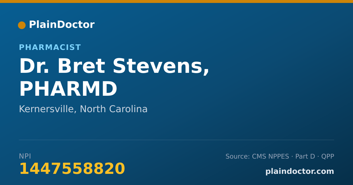 Shareable card for Bret Stevens, PHARMD - Pharmacist, Kernersville, NC