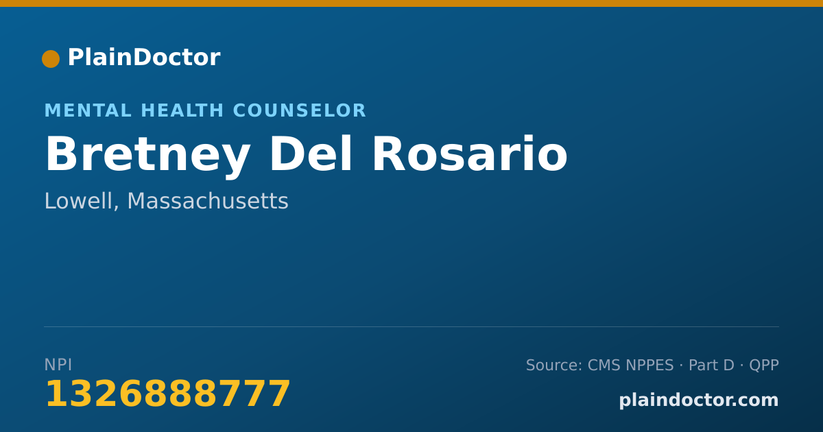 Shareable card for Bretney Del Rosario - Mental Health Counselor, Lowell, MA