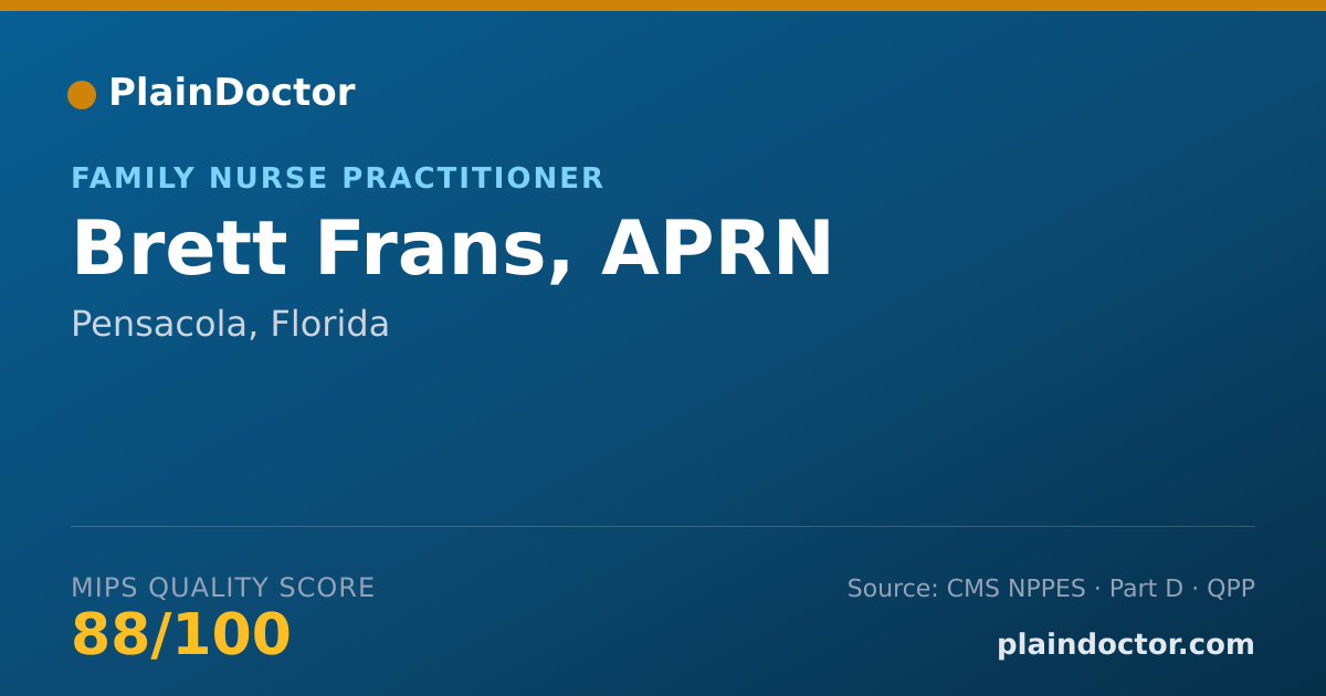 Shareable card for Brett Frans, APRN - Family Nurse Practitioner, Pensacola, FL
