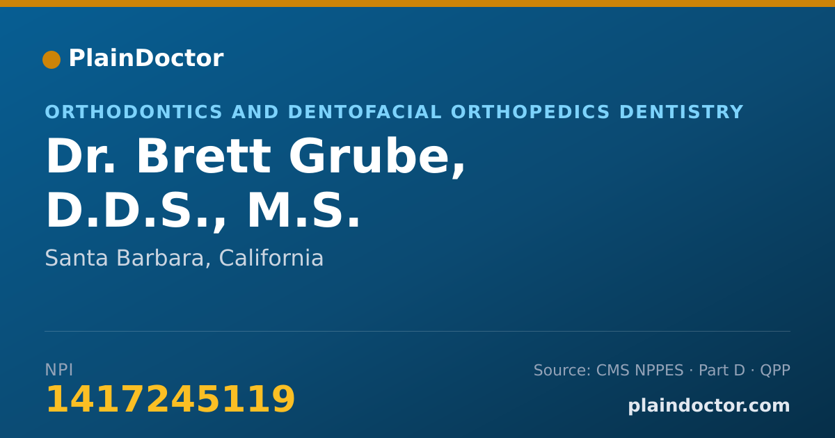 Shareable card for Brett Grube, D.D.S., M.S. - Orthodontics and Dentofacial Orthopedics Dentistry, Santa Barbara, CA