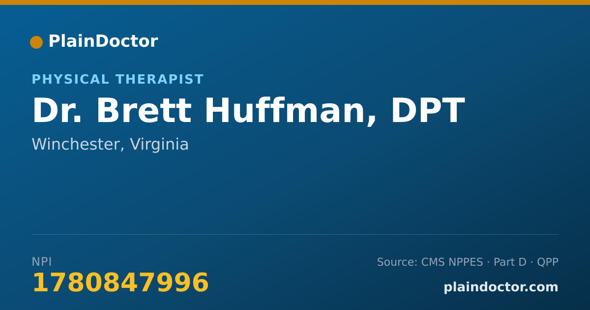 Shareable card for Brett Huffman, DPT - Physical Therapist, Winchester, VA