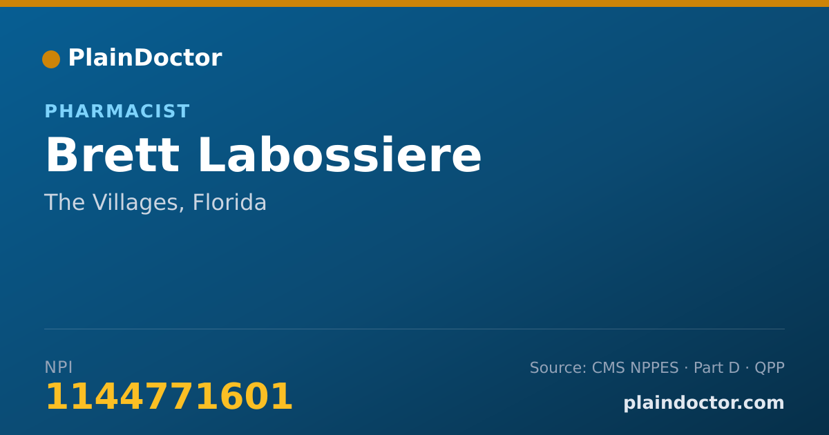 Shareable card for Brett Labossiere - Pharmacist, The Villages, FL