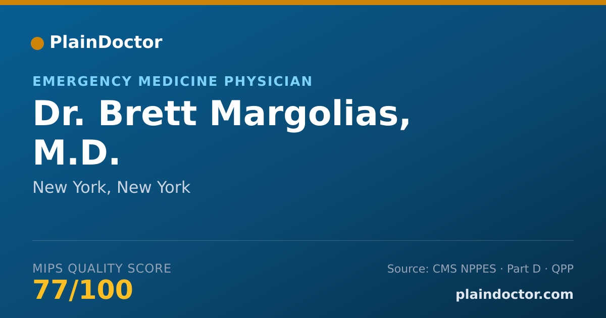 Shareable card for Brett Margolias, M.D. - Emergency Medicine Physician, New York, NY