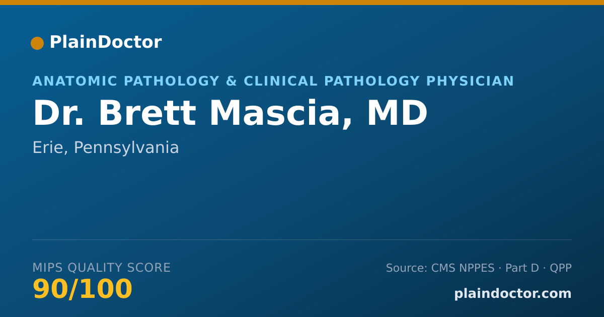 Shareable card for Brett Mascia, MD - Anatomic Pathology & Clinical Pathology Physician, Erie, PA
