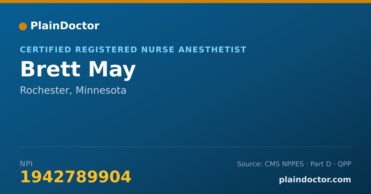 Shareable card for Brett May - Certified Registered Nurse Anesthetist, Rochester, MN