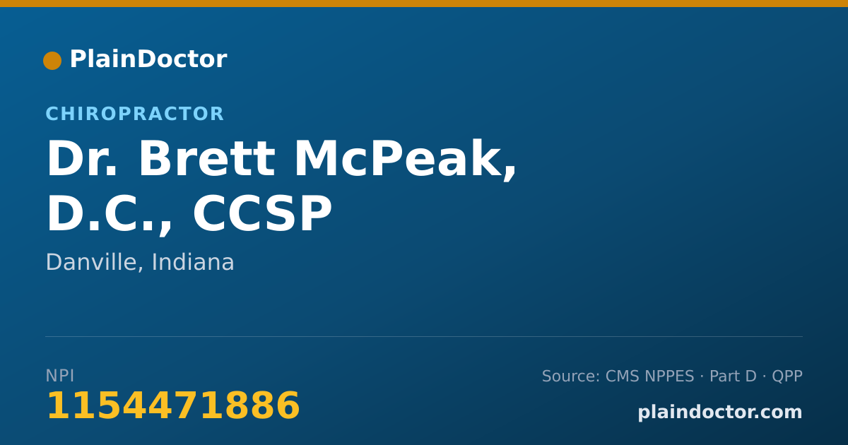 Shareable card for Brett McPeak, D.C., CCSP - Chiropractor, Danville, IN