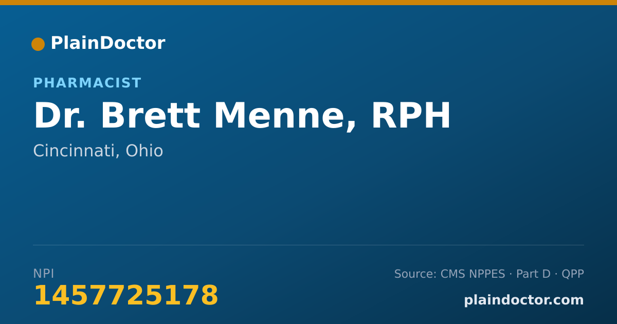 Shareable card for Brett Menne, RPH - Pharmacist, Cincinnati, OH