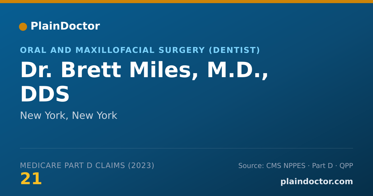 Shareable card for Brett Miles, M.D., DDS - Oral and Maxillofacial Surgery (Dentist), New York, NY