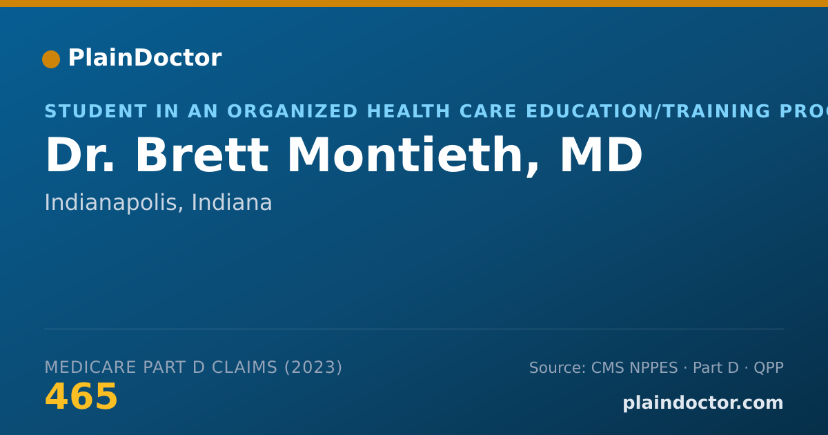 Shareable card for Brett Montieth, MD - Student in an Organized Health Care Education/Training Program, Indianapolis, IN