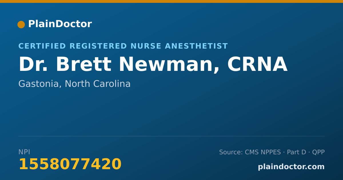 Shareable card for Brett Newman, CRNA - Certified Registered Nurse Anesthetist, Gastonia, NC