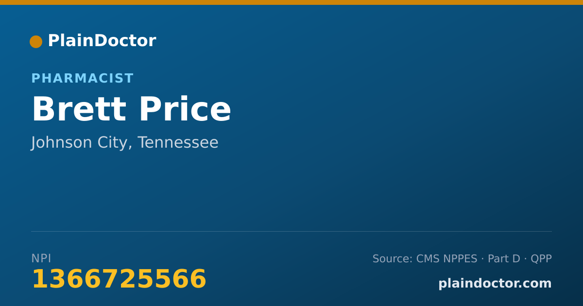 Shareable card for Brett Price - Pharmacist, Johnson City, TN
