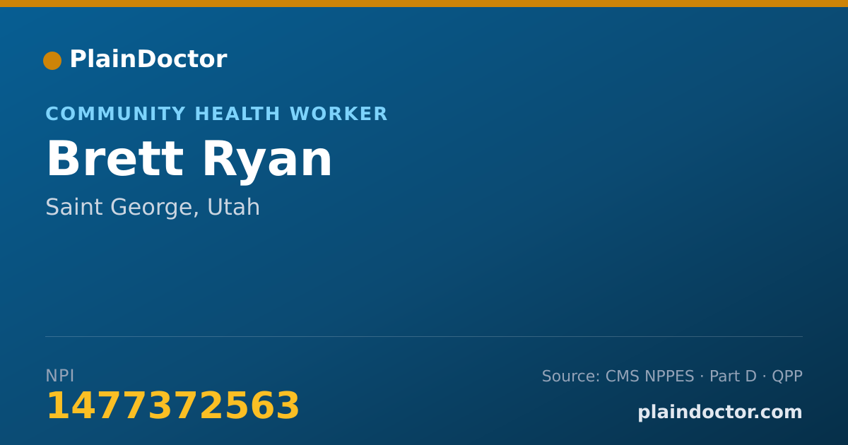 Shareable card for Brett Ryan - Community Health Worker, Saint George, UT