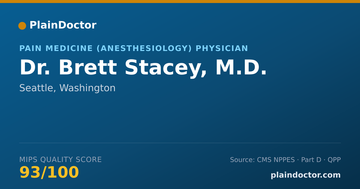 Shareable card for Brett Stacey, M.D. - Pain Medicine (Anesthesiology) Physician, Seattle, WA