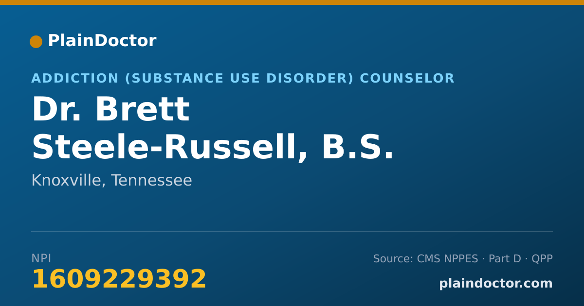 Shareable card for Brett Steele-Russell, B.S. - Addiction (Substance Use Disorder) Counselor, Knoxville, TN