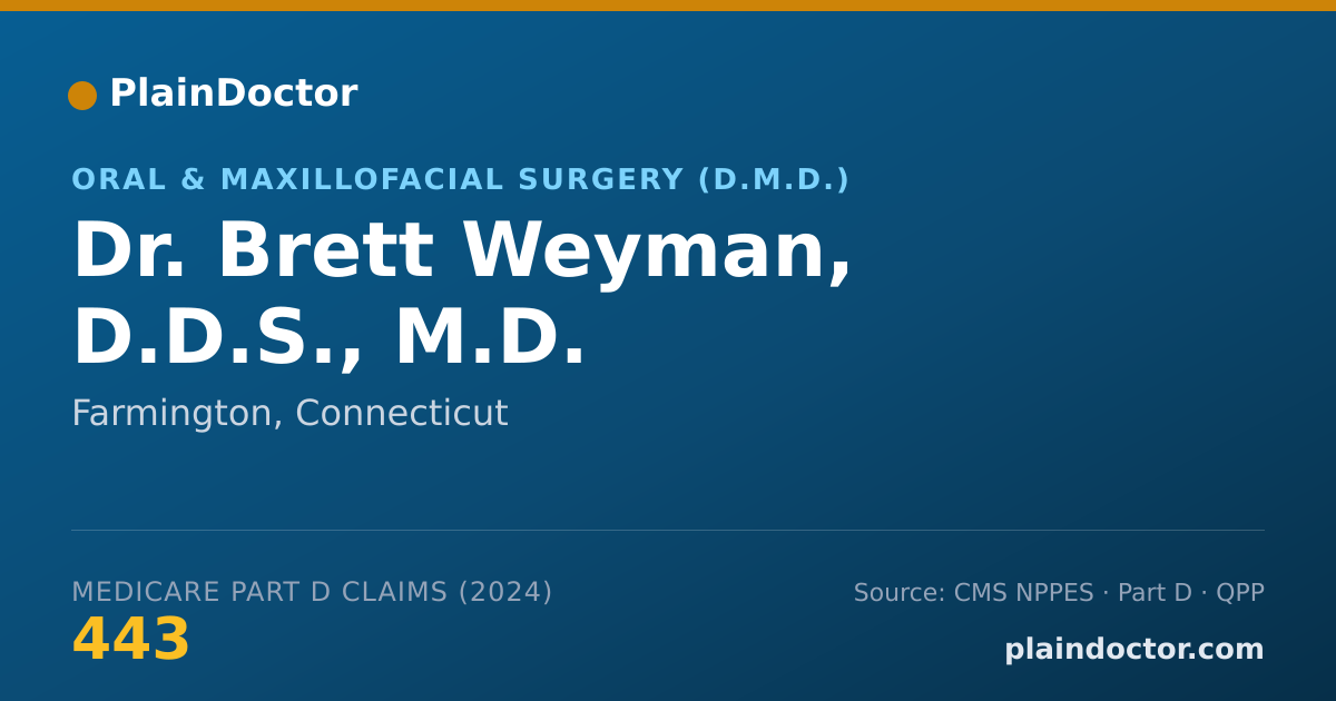Shareable card for Brett Weyman, D.D.S., M.D. - Oral and Maxillofacial Surgery (Dentist), Farmington, CT