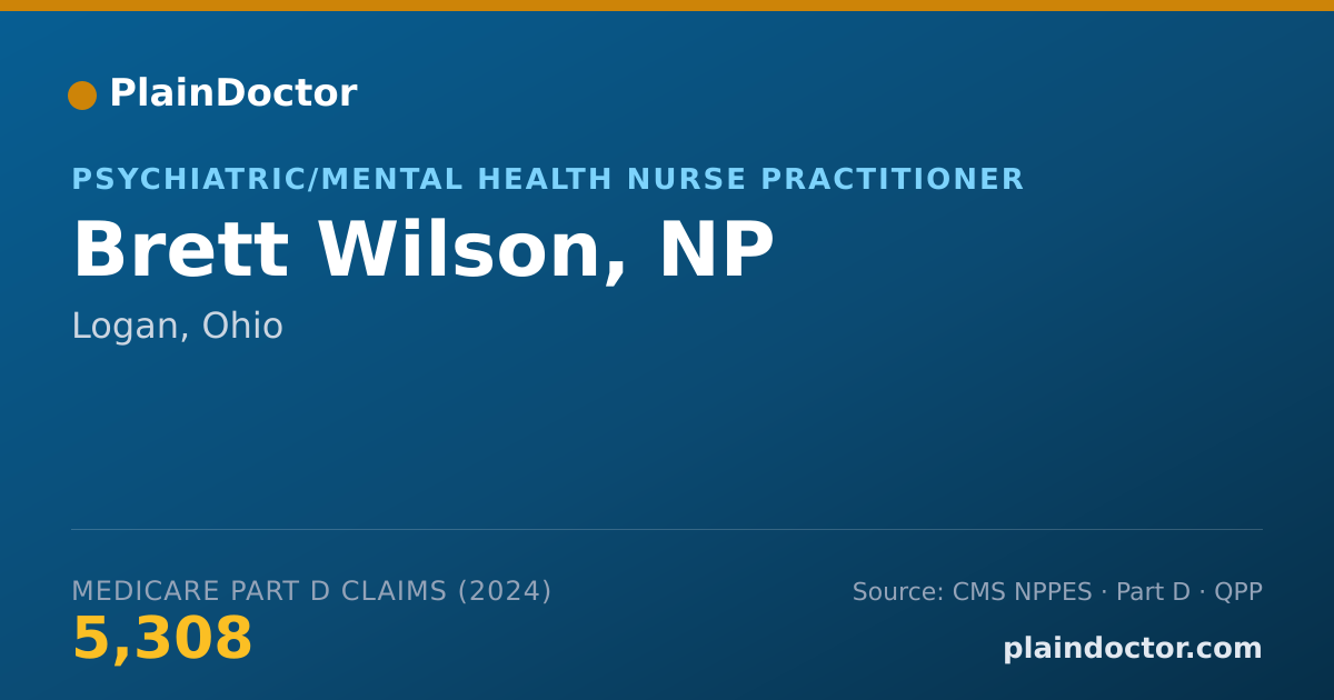 Shareable card for Brett Wilson, NP - Psychiatric/Mental Health Nurse Practitioner, Logan, OH