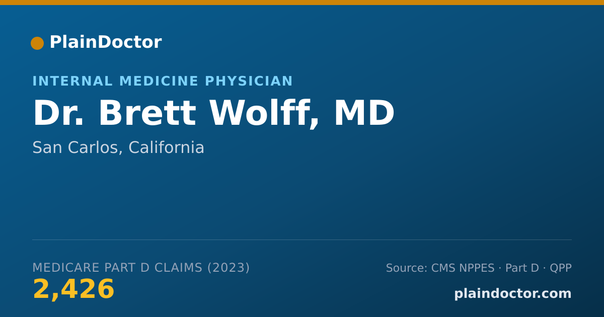 Shareable card for Brett Wolff, MD - Internal Medicine Physician, San Carlos, CA