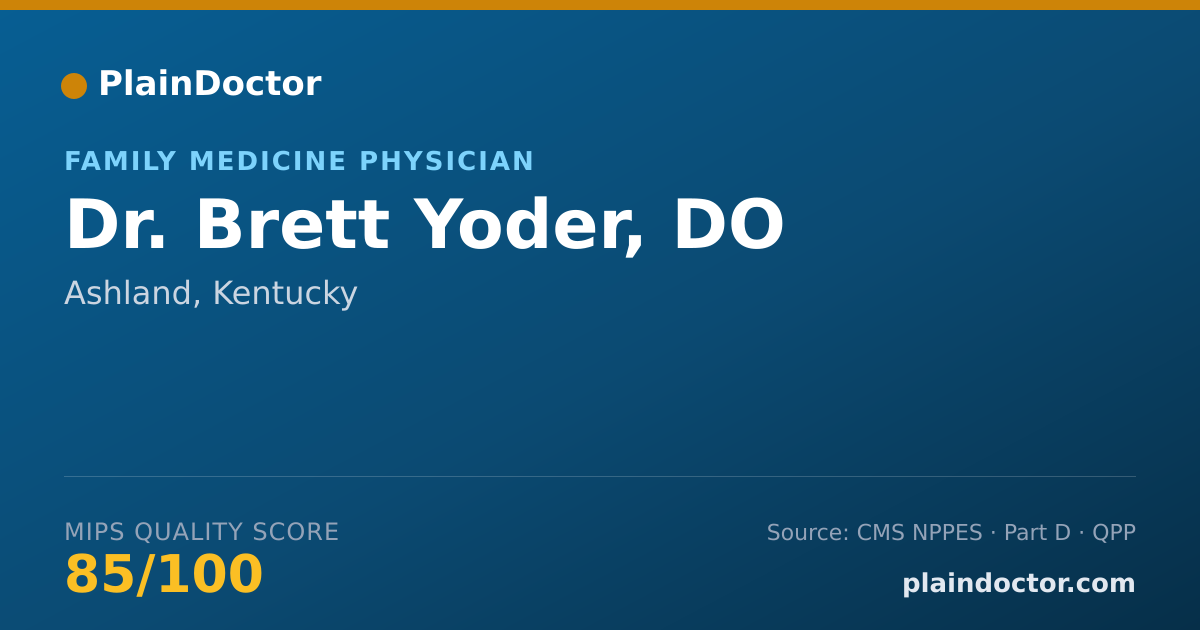 Shareable card for Brett Yoder, DO - Family Medicine Physician, Ashland, KY