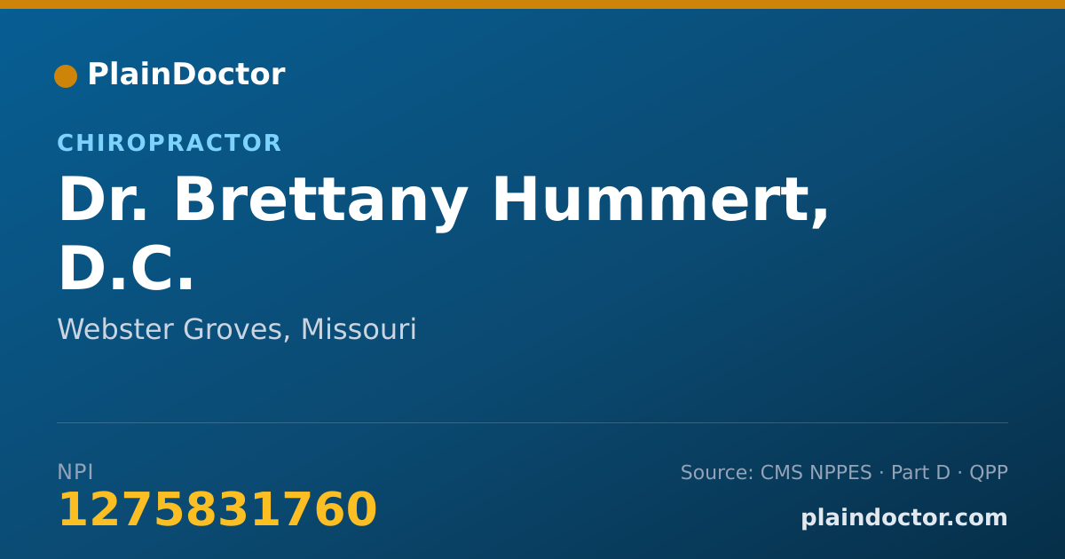 Shareable card for Brettany Hummert, D.C. - Chiropractor, Webster Groves, MO