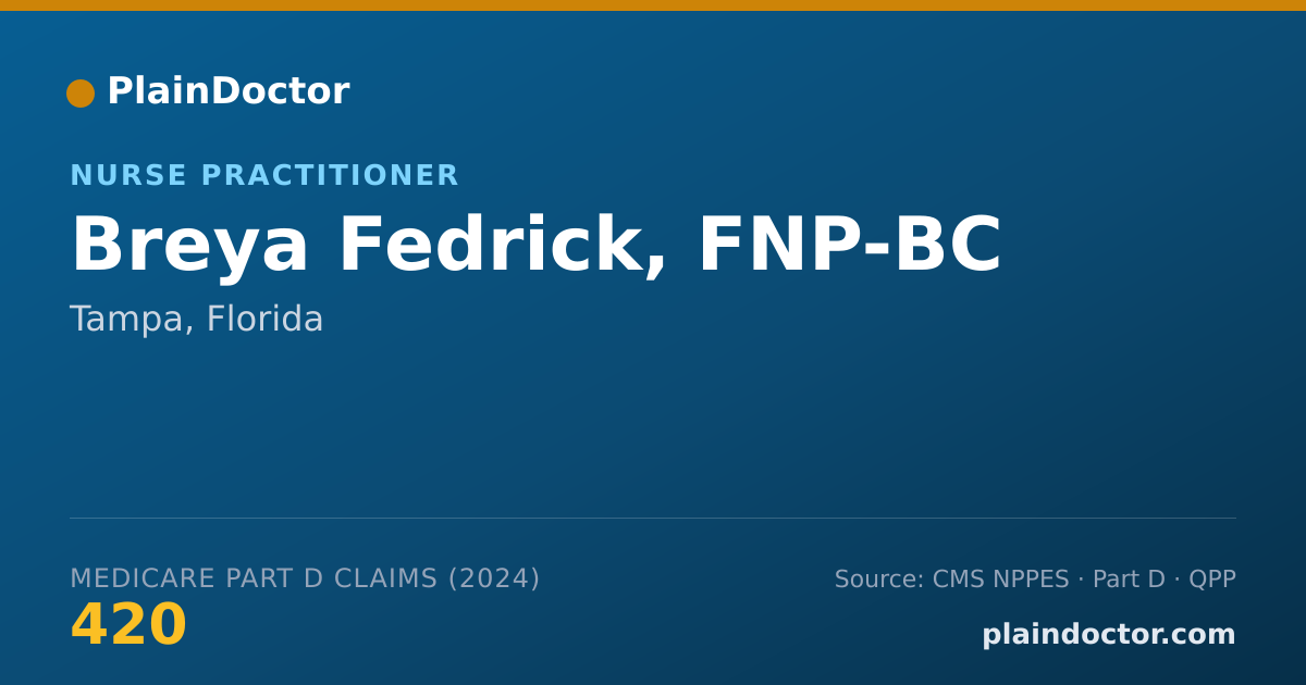 Shareable card for Breya Fedrick, FNP-BC - Nurse Practitioner, Tampa, FL