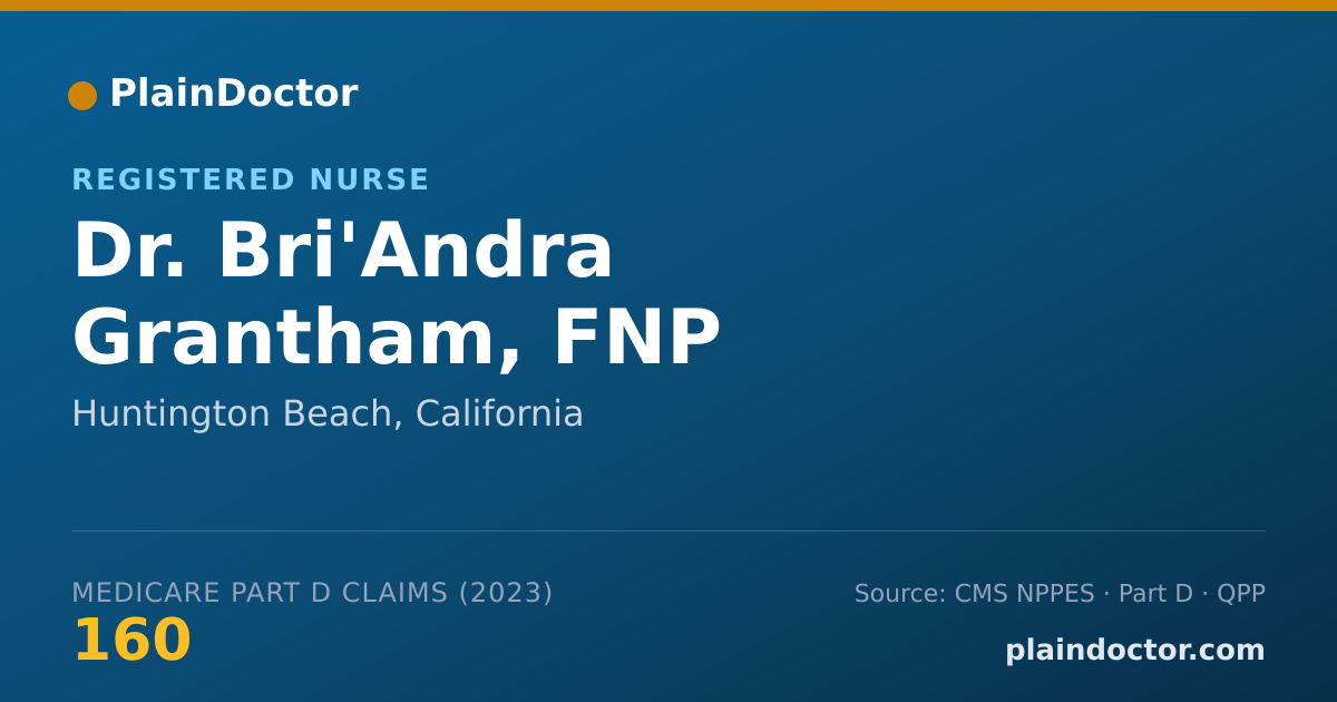 Shareable card for Bri'Andra Grantham, FNP - Registered Nurse, Huntington Beach, CA