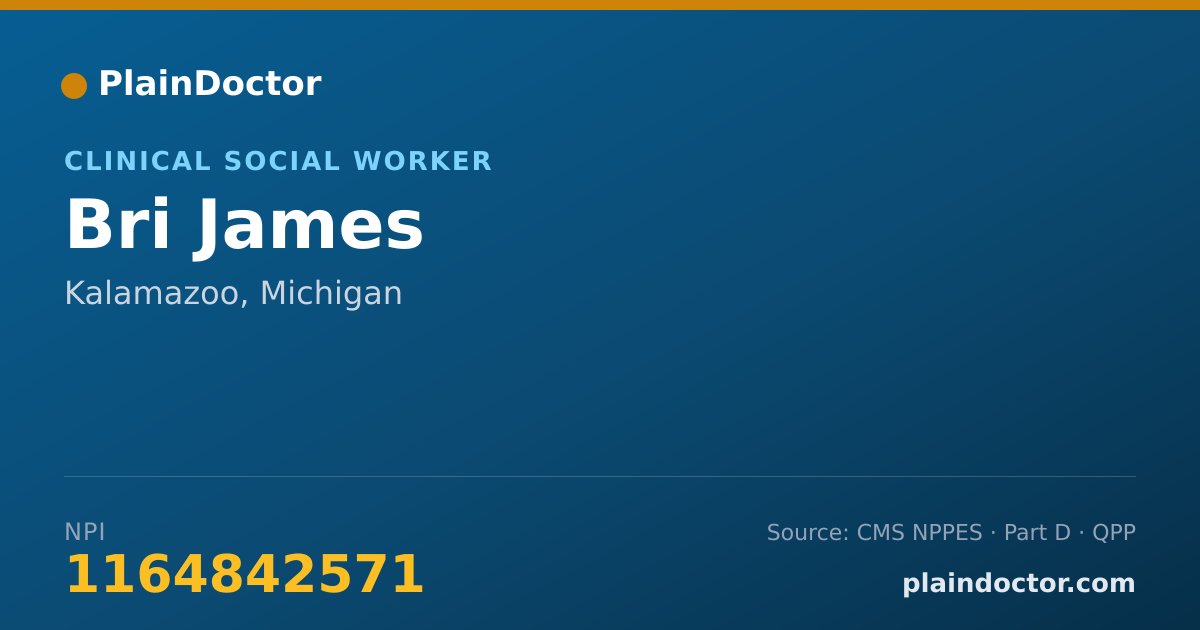 Shareable card for Bri James - Clinical Social Worker, Kalamazoo, MI