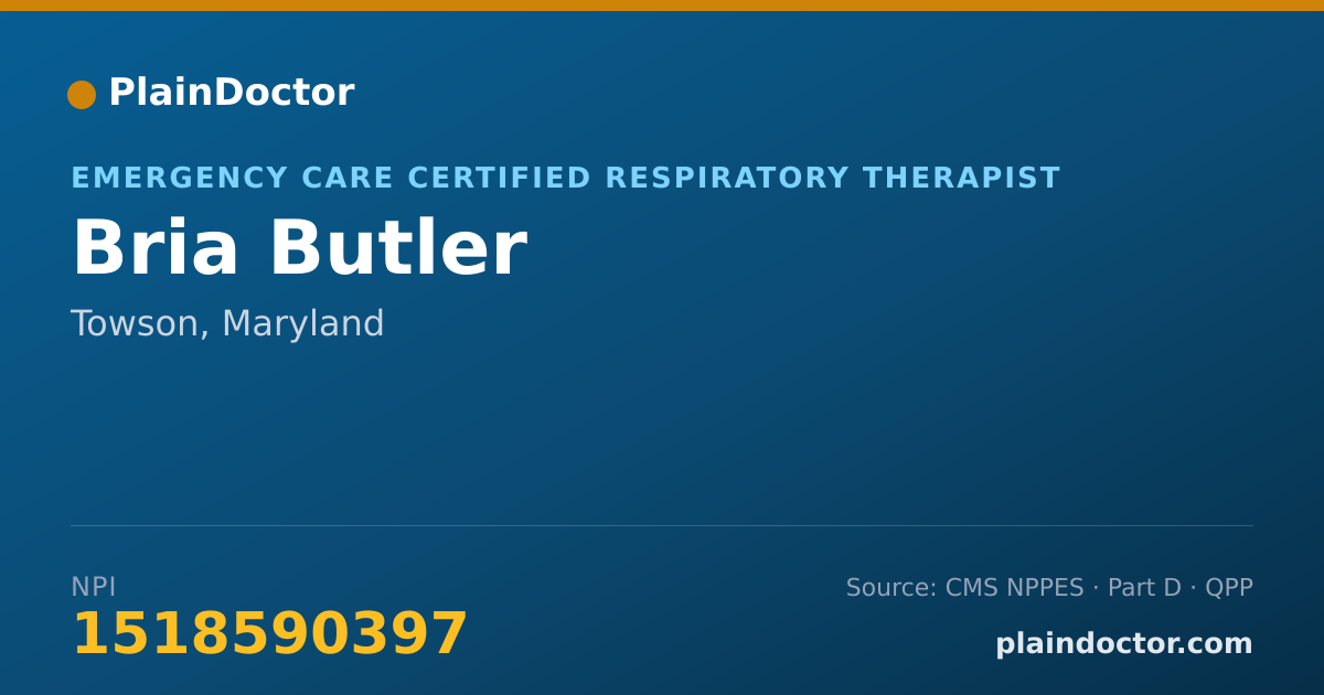 Shareable card for Bria Butler - Emergency Care Certified Respiratory Therapist, Towson, MD