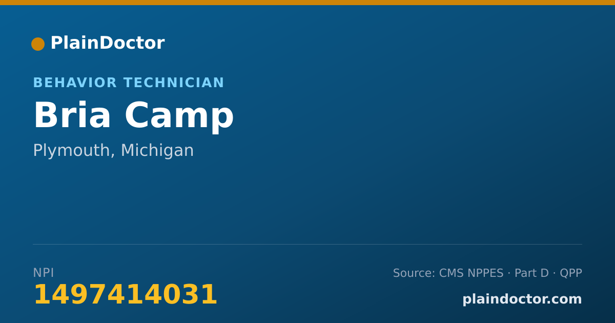 Shareable card for Bria Camp - Behavior Technician, Plymouth, MI