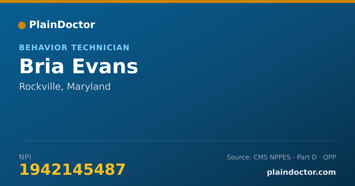 Shareable card for Bria Evans - Behavior Technician, Rockville, MD