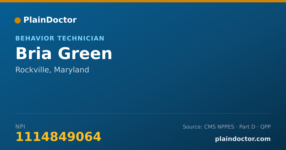 Shareable card for Bria Green - Behavior Technician, Rockville, MD