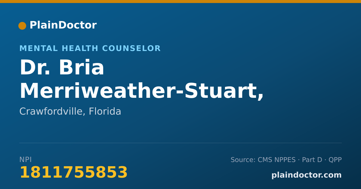 Shareable card for Bria Merriweather-Stuart, LCSW - Mental Health Counselor, Crawfordville, FL