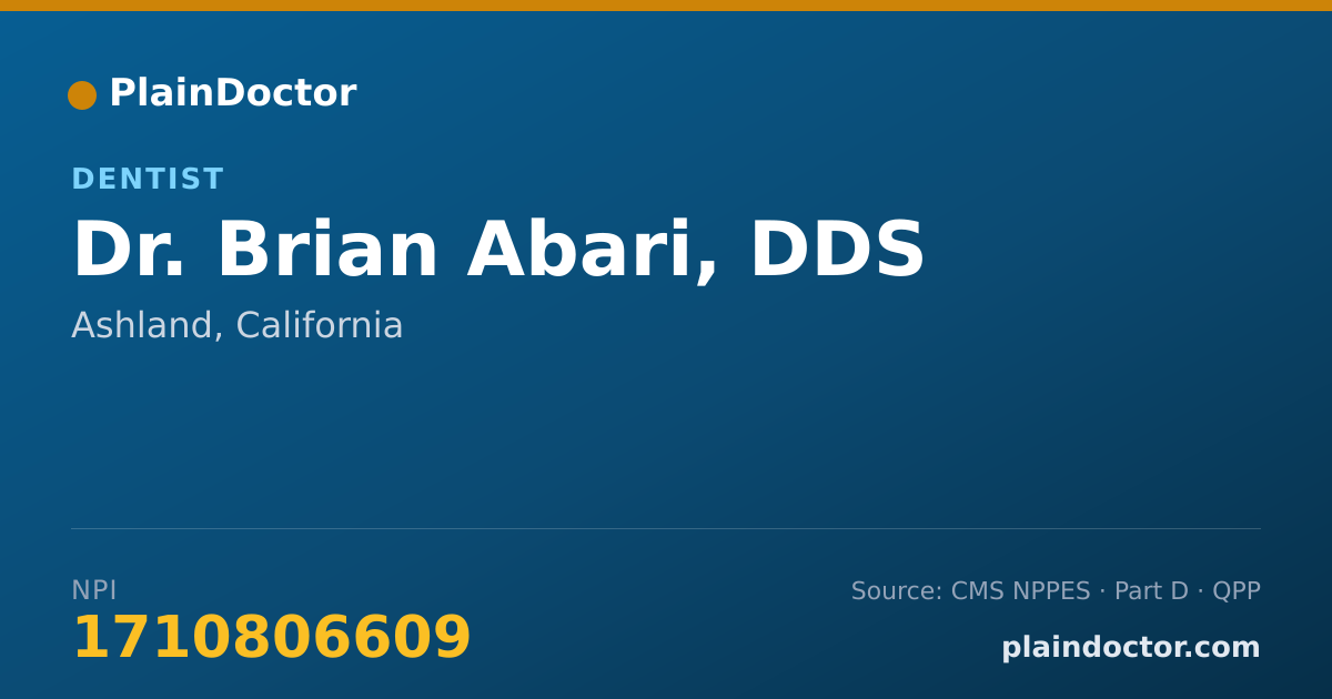 Shareable card for Brian Abari, DDS - Dentist, Ashland, CA