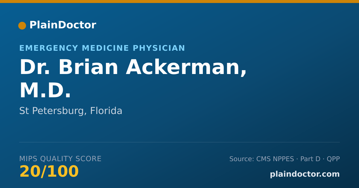 Shareable card for Brian Ackerman, M.D. - Emergency Medicine Physician, St Petersburg, FL
