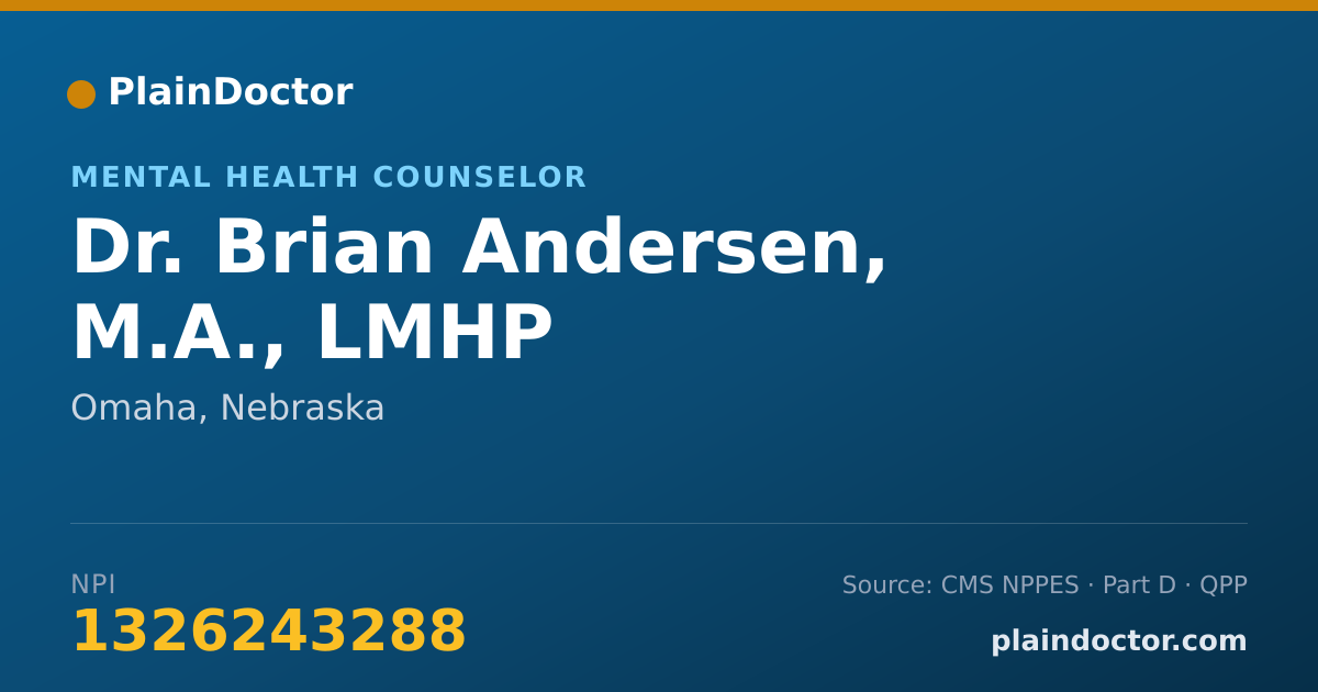 Shareable card for Brian Andersen, M.A., LMHP - Mental Health Counselor, Omaha, NE