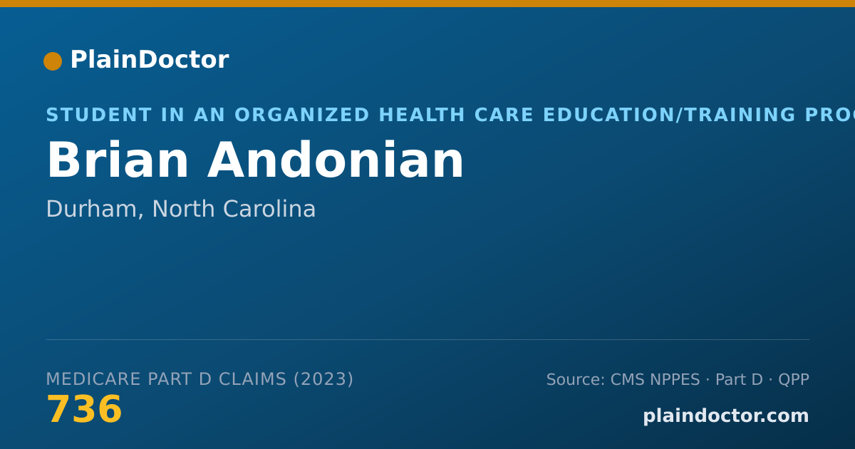 Shareable card for Brian Andonian - Student in an Organized Health Care Education/Training Program, Durham, NC