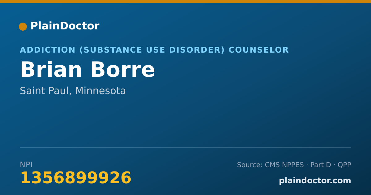 Shareable card for Brian Borre - Addiction (Substance Use Disorder) Counselor, Saint Paul, MN