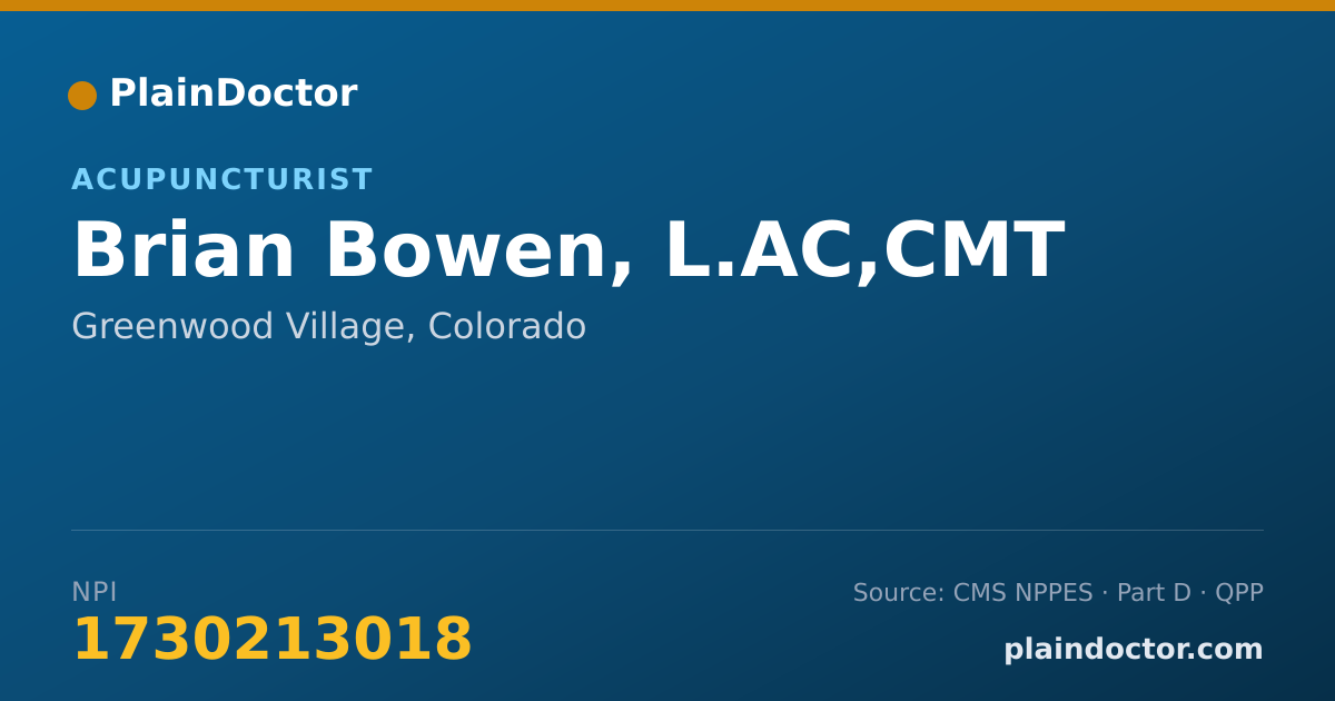Shareable card for Brian Bowen, L.AC,CMT - Acupuncturist, Greenwood Village, CO