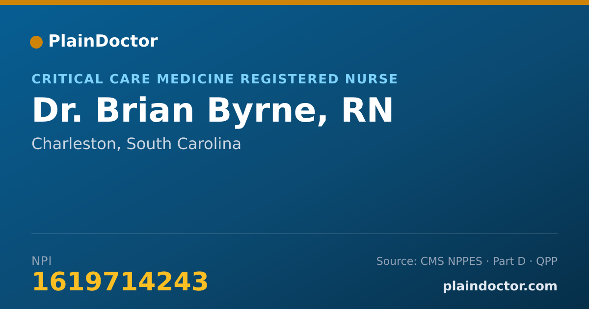 Shareable card for Brian Byrne, RN - Critical Care Medicine Registered Nurse, Charleston, SC