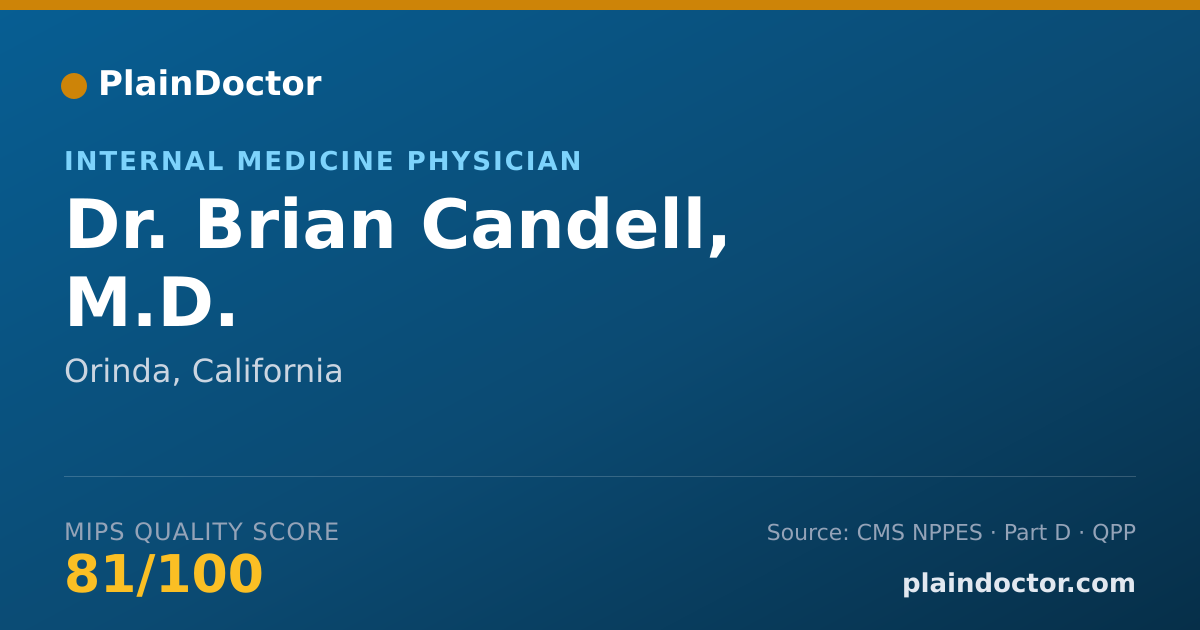 Shareable card for Brian Candell, M.D. - Internal Medicine Physician, Orinda, CA