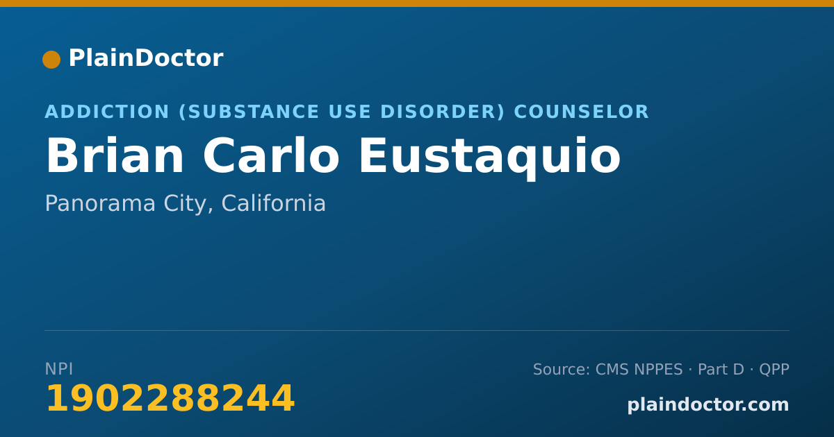 Shareable card for Brian Carlo Eustaquio - Addiction (Substance Use Disorder) Counselor, Panorama City, CA