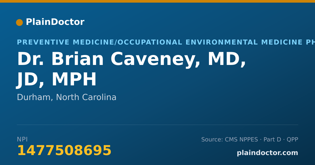 Shareable card for Brian Caveney, MD, JD, MPH - Preventive Medicine/Occupational Environmental Medicine Physician, Durham, NC