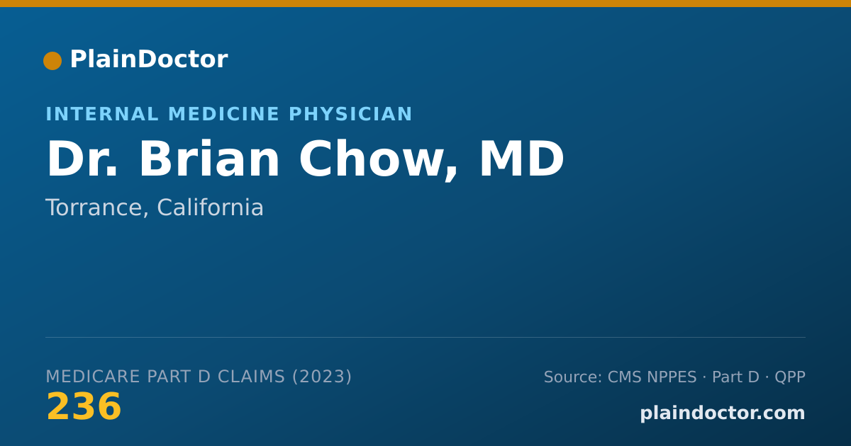 Shareable card for Brian Chow, MD - Internal Medicine Physician, Torrance, CA
