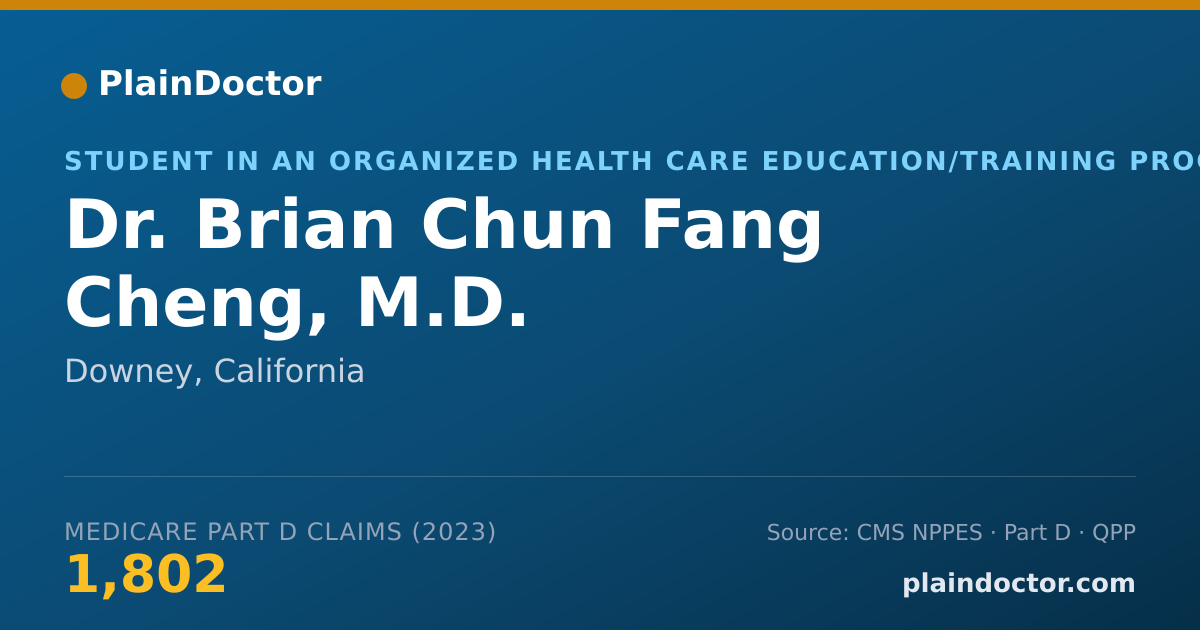 Shareable card for Brian Chun Fang Cheng, M.D. - Student in an Organized Health Care Education/Training Program, Downey, CA